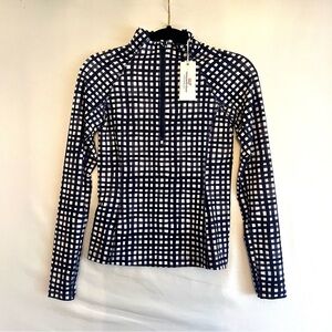 Vineyard Vines Quarter Zip Performance Jersey Pullover Blue Plaid Womens Sz XXS